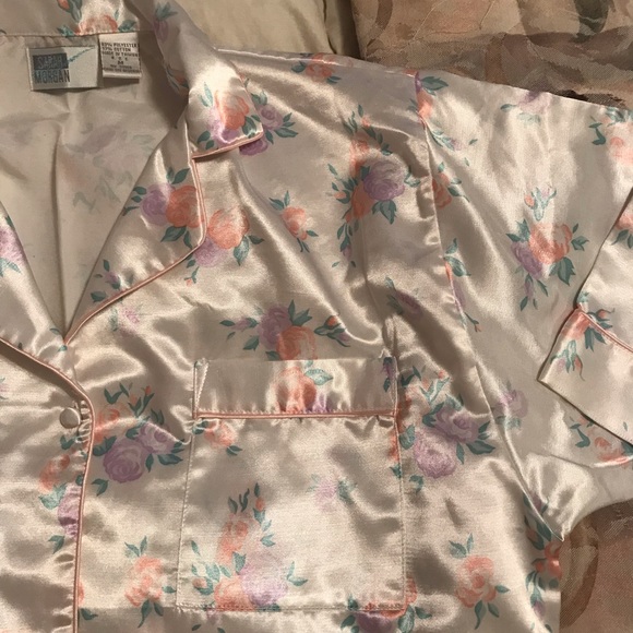 Satin Pink and Purple Roses Nightie - Picture 3 of 3